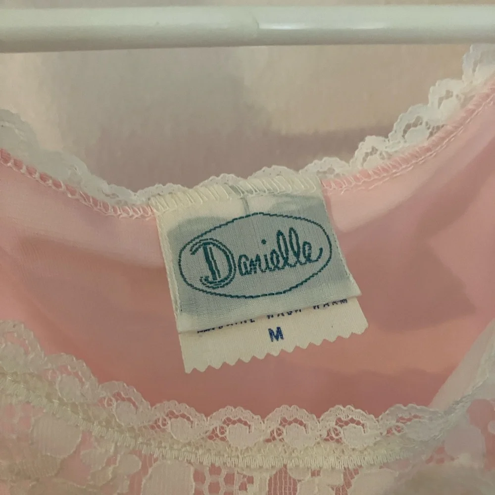 Vintage Nylon Lace Pink Lingerie Nightgown Robe Set Women’s Size M Daniella Inc - Picture 6 of 9